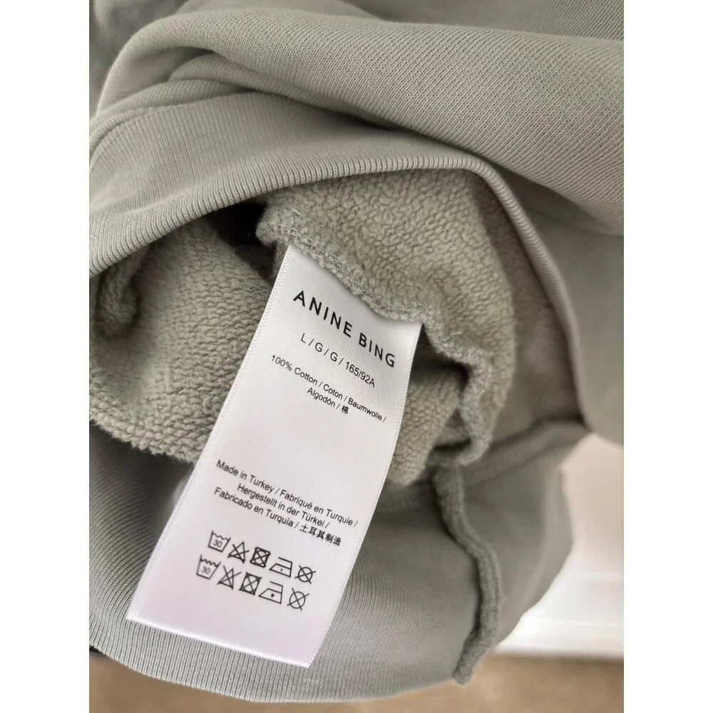 Anine Bing Womens Green Crewneck Sweatshirt With Satin "BING" Logo, new with tag - Picture 7 of 8